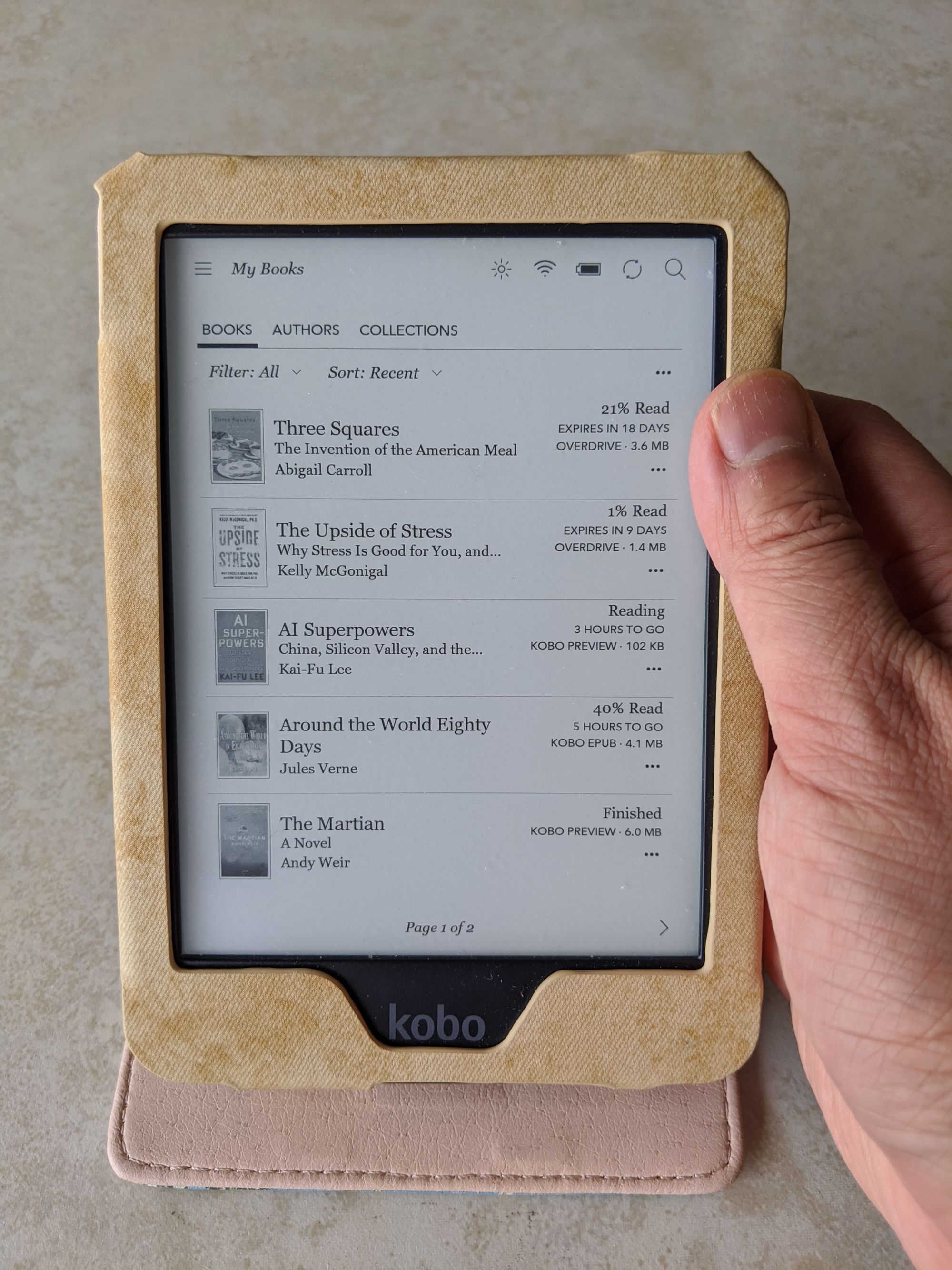 Kobo Clara HD e-reader in a protective case